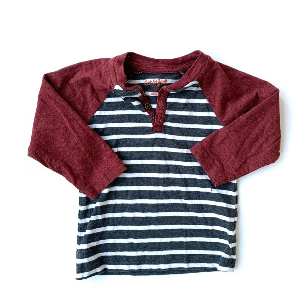 Cat & Jack Baby Boy Striped Henley Tee